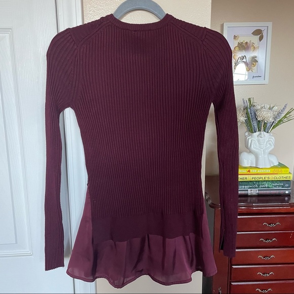 Discover Peach Sweater / Tiered / Ribbed / Silky size Small / Magenta - Picture 6 of 6